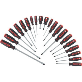Sunex 1120SS Combination Screwdriver Set, Phillips, Slotted, Cabinet, Torx, 20 Piece, Hex Bolster, Storage Tray