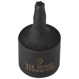 Sunex 1820S2 1/4" Drive T15 Star Impact Socket, Chrome Molybdenum Steel, Black Oxide Finish