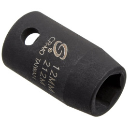 Sunex 212M 1/2" Drive 12mm 6-Point Impact Socket, Chrome Molybdenum Steel, Radius Corner Design