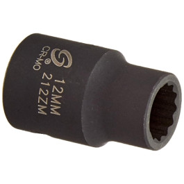 Sunex 212ZM 1/2" Drive 12mm 12-Point Impact Socket, Chrome-Molybdenum Steel, Radius Corner Design