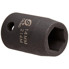 Sunex 214M 1/2" Drive 14mm 6-Point Impact Socket, Chrome Molybdenum Alloy Steel, Radius Corner Design