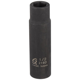 Sunex 216D 1/2-Inch Drive 1/2-Inch Deep 6-Point Impact Socket, Chrome-Molybdenum Alloy Steel, Black Oxide Finish