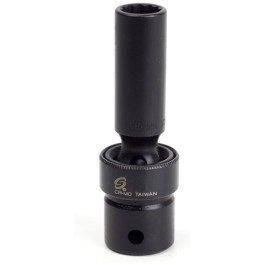 Sunex 216ZUD 1/2" Drive 1/2" 12-Point Deep Swivel Impact Socket, Chrome Molybdenum Alloy Steel, Black Phosphate Finish