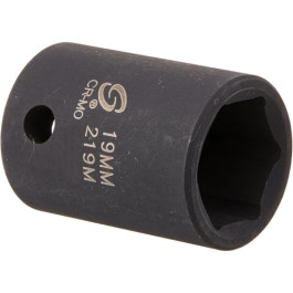 Sunex 219M Impact Socket, 1/2 inch Drive, 19mm, Chrome-Molybdenum Steel, 6 Point