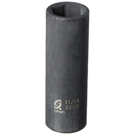 Sunex 222D 1/2" Drive 11/16" Deep 6-Point Impact Socket, Chrome-Molybdenum Steel