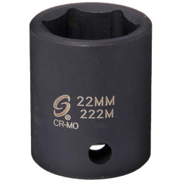 Sunex 222M 1/2" Drive 22mm 6-Point Impact Socket, Chrome Molybdenum Steel, Radius Corner Design