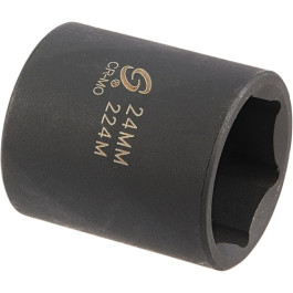 Sunex 224M Impact Socket, 1/2-inch Drive, 24 mm, Chrome-Molybdenum Steel,  6 Point