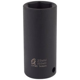 Sunex 225MD 1/2" Drive 25mm 6-Point Deep Impact Socket, Chrome-Molybdenum Steel, Radius Corner Design