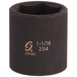 Sunex 234 1/2" Drive 1-1/16" 6-Point Impact Socket, Chrome Molybdenum Alloy Steel, Radius Corner Design