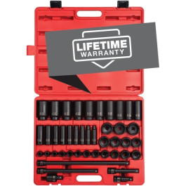 Sunex 2568 Jack Socket Set, 43-Piece, SAE, 1/2 inch Drive, Chrome Molybdenum Steel, Standard and Deep, 3/8 to 1-1/2 inch Sizes