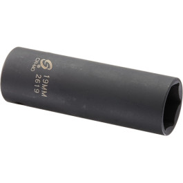 Sunex 2619 Deep Impact Socket, Extra Thin Wall, 1/2 inch Drive, 19 mm, Chrome-Molybdenum Steel, 6 Point