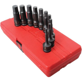 Sunex 2639 1/2" Drive Metric Hex Impact Bit Socket Set, 4 inch Long, 10 Piece
