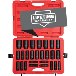 Sunex 2646 Metric Deep Impact Socket Set, 26-Piece, 1/2 inch Drive, Cr-Mo Alloy Steel, 10mm-36mm Sizes