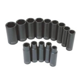 Sunex 2653 1/2" Drive 14-Piece Metric Deep Impact Socket Set, CR-MO Steel, 6-Point