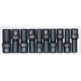 Sunex 2658 1/2 Inch Drive Metric 6 Point Deep Universal Impact Socket Set, 10 mm to 19 mm, 10 Piece