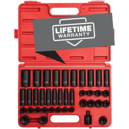 Sunex 2669 Master Impact Socket Set, 39-Piece, 1/2 inch Drive, Metric, 9mm to 30mm, Standard and Deep, Cr-Mo Alloy Steel, Radius Corner Design