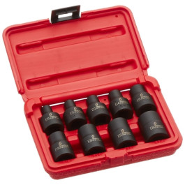 Sunex 2690SE 1/2" Drive 9-Piece External Star Impact Socket Set, Sizes E10–E24, Chrome-Molybdenum Steel, Blow Mold Case