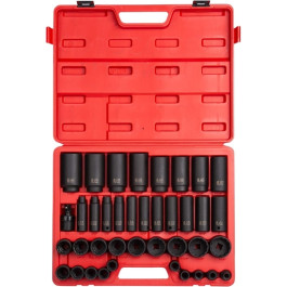Sunex 2698 SAE 12-Point Impact Socket Set, 39-Piece, 1/2 inch Drive, Chrome Molybdenum Steel, Standard and Deep
