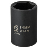 Sunex 314M 3/8" Drive 14mm 6-Point Impact Socket, Chrome-Molybdenum Steel, Radius Corner Design