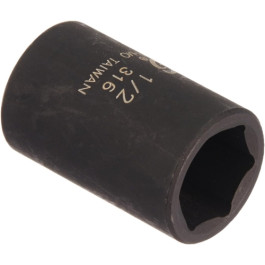 Sunex 316 Impact Socket, 3/8-inch Drive, 1/2-inch, Chrome-Molybdenum Steel, 6 Point