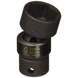Sunex 322UM 3/8" Drive 22mm Universal Metric 6-Point Impact Socket, Chrome-Molybdenum Steel, Dual Size Markings