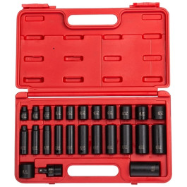 Sunex 3325 3/8" Drive 25-Piece SAE Master Impact Socket Set, 6-Point Standard and Deep Sockets, Chrome-Molybdenum Steel