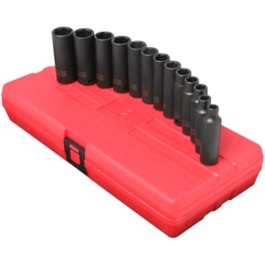 Sunex 3359 3/8" Drive Metric 6 Point Deep Impact Socket Set, 13 Piece