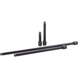 Sunex 3504 Wobble Impact Extension Set, 3/8 inch Drive, CR-MO Steel, 3 inch to 15 inch Lengths, 4 Piece