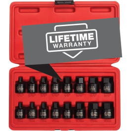 Sunex 3646 Stubby Impact Hex Driver Set, 3/8" Drive, SAE and Metric, 16 Piece