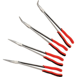 Sunex 3706V 16 Inch Long Reach Pliers Set, Straight, 45 Degree, 90 Degree, Long Nose, 4 Piece
