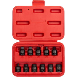 Sunex 3841 Impact Socket Set, Pipe Plug, 3/8 Inch Drive, 11-Piece