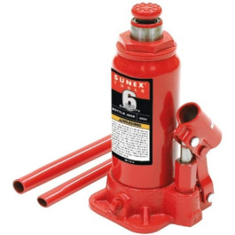 Sunex 4906 6 Ton Bottle Jack, Ductile Steel Base, Safety Bypass Valve, Two Piece Handle