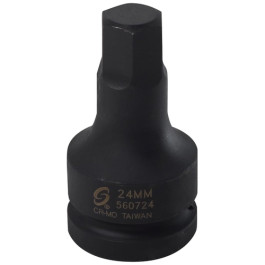 Sunex 560724 1" Drive 24mm Hex Driver Impact Socket, Chrome Molybdenum Alloy Steel, Radius Corner Design