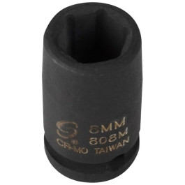 Sunex 808M 1/4" Square Drive 8mm 6-Point Impact Socket, Chrome-Molybdenum Steel, Radius Corner Design