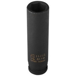 Sunex 811D 1/4" Drive 11/32" Deep Impact Socket, 6-Point, Chrome-Molybdenum Steel, Radius Corner Design