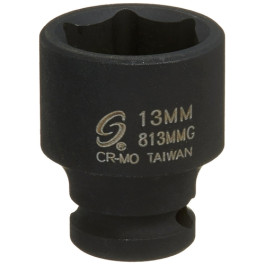 Sunex 813MMG 1/4" Drive 13mm Magnetic Impact Socket, 6-Point, Chrome-Molybdenum Steel, Black Phosphate Finish
