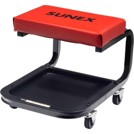 Sunex 8507 Creeper Seat with Tool Tray, Cushioned Vinyl Seat, Powder Coated Frame, 2.5 Inch Casters, 300 Pound Capacity