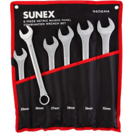 Sunex 9606MA Raised Panel Metric Combination Wrench Set, 25 mm to 32 mm, 6 Piece, Canvas Pouch
