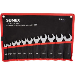 Sunex 9930 Stubby Combination Wrench Set, 11-Piece