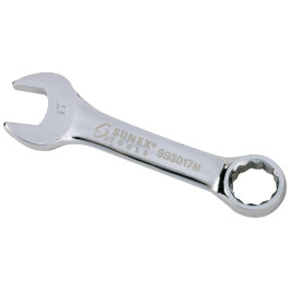 Sunex 993017M 17mm Fully Polished Stubby Combination Wrench, Chrome Vanadium Steel, 5-Inch Length