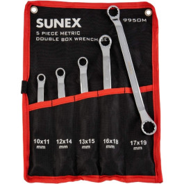 Sunex 9950M Metric Double Box Wrench Set, 10 mm to 19 mm, Full Polish Chrome, 5 Piece