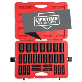Sunex 2646 1/2-Inch Drive Metric Deep Impact Socket Set, 26-Piece, Cr-Mo Alloy Steel