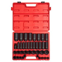 Sunex 2698 1/2 inch Drive SAE Master Impact Socket Set, 39 Piece, Cr-Mo Alloy Steel