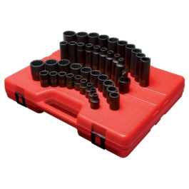 Sunex 2699 1/2 inch Drive Metric Master Impact Socket Set, 39 Piece, Cr-Mo Alloy Steel