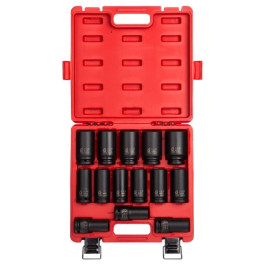 Sunex 4638 3/4 inch Drive Deep Impact Socket Set, 14 Piece, Cr-Mo Alloy Steel