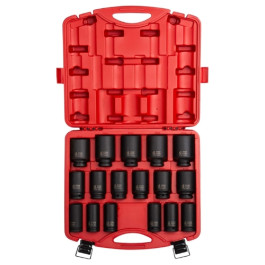Sunex 4686 3/4 inch Drive Metric Deep Impact Socket Set, 17 Piece, Cr-Mo Alloy Steel
