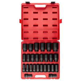 Sunex 4693 3/4 inch Drive Metric Deep Impact Socket Set, 26 Piece, Cr-Mo Alloy Steel