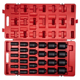 Sunex 4695 3/4 inch Drive SAE Deep Impact Socket Set, 29 Piece, Cr-Mo Alloy Steel