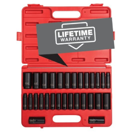 Sunex 5153DD 1/2 inch Drive Double Deep Master Impact Socket Set, 29 Piece, Cr-Mo Alloy Steel