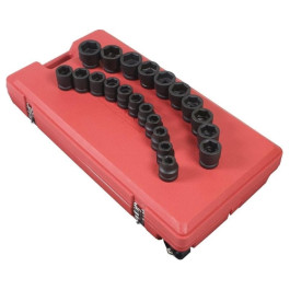 Sunex 5692 1 inch Drive Fractional SAE Impact Socket Set, 21 Piece, Cr-Mo Alloy Steel